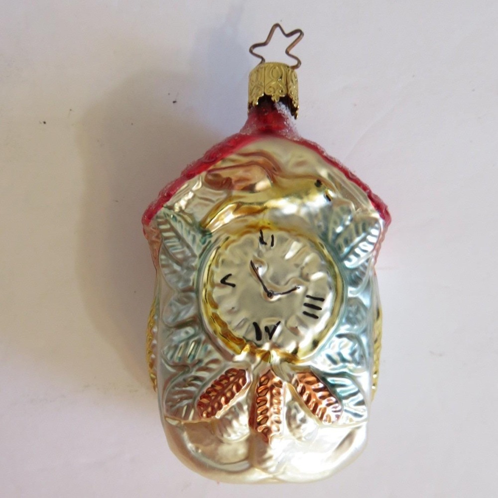 Inge Glas Black Forest Cuckoo Clock Glass Christmas Ornament West Germany